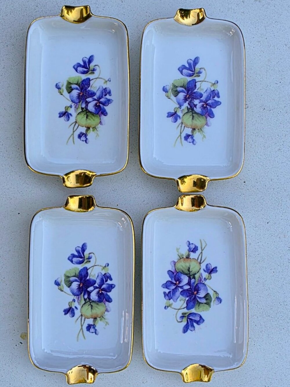Vintage Winterling Bavaria Violet Porcelain Vanity Tray Set Gold Gilt